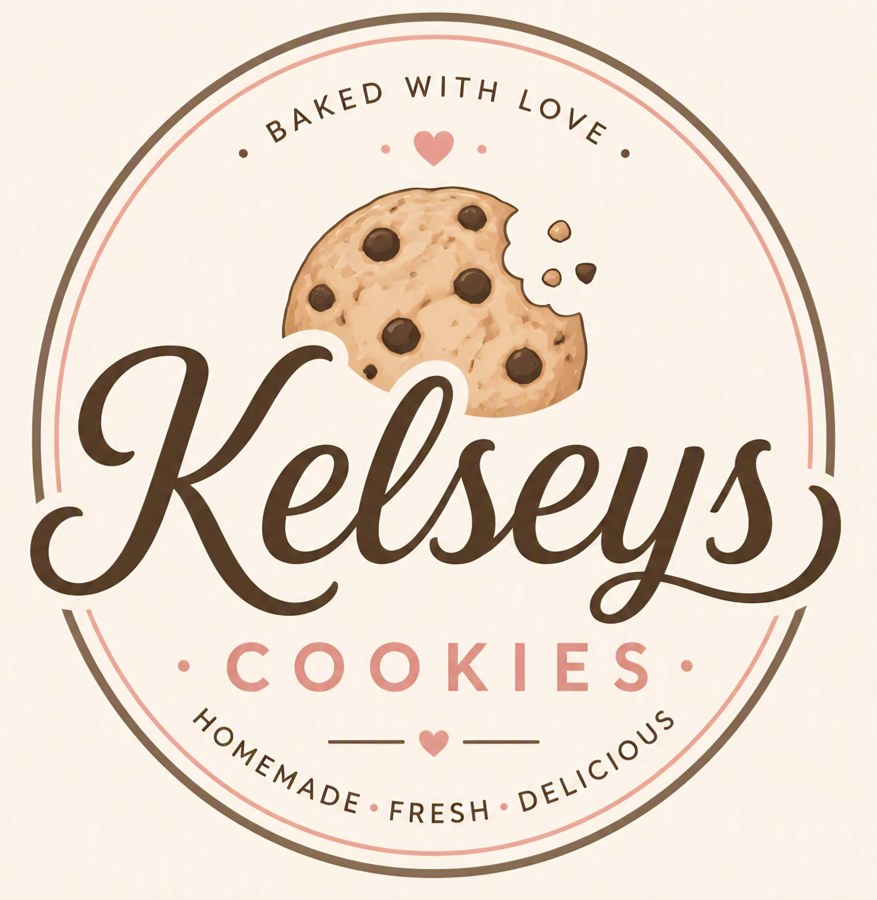 Kelseys Cookies. Baked with love. Homemade, fresh, delicious.